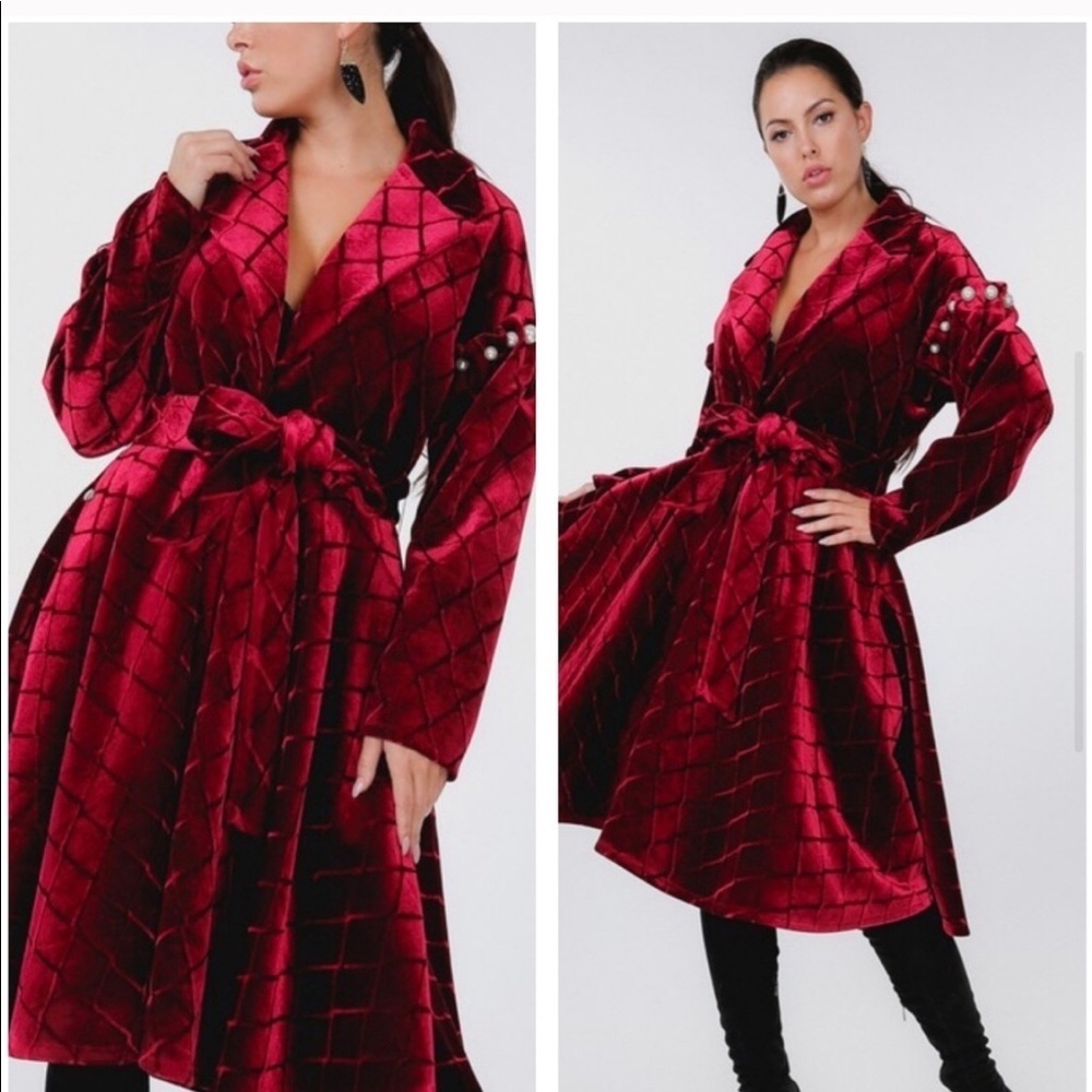 NWT! Elite luxury collection Velour Rich Red Pearl Accents - Picture 5 of 11